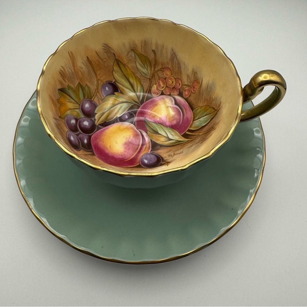 Vintage Aynsley English Bone China Tea Cup & Saucer - Orchard Fruit pattern